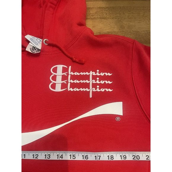 Champion Hoodie Mens Medium Red Reverse Weave Coca Cola Sweatshirt Adult **‎ - Picture 4 of 9